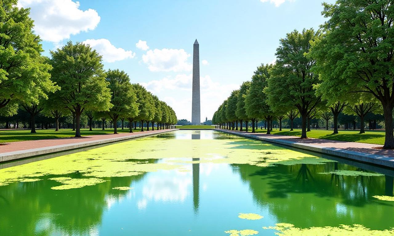 Why is newly renovated Reflecting Pool in Washington DC full of algae?
