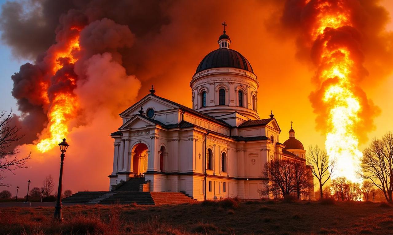 Russian strikes kill 11 and set historic cathedral in Kyiv ablaze