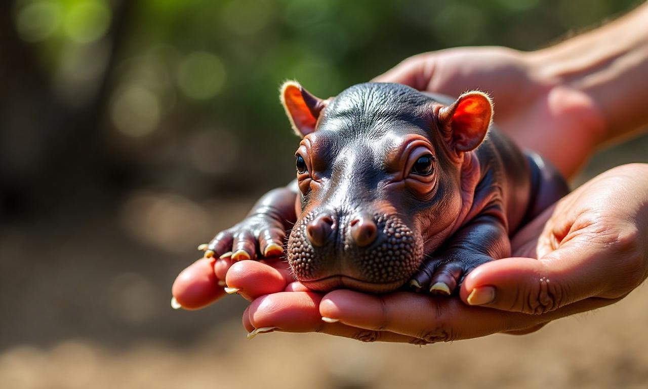 Orphaned baby hippo to be hand-reared by keepers at Kenya sanctuary