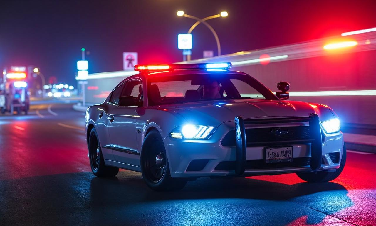 Shot fired as officer struck by stolen police car