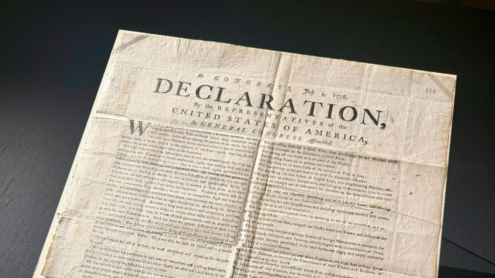 Rare copy of US Declaration of Independence found by volunteer in UK archives