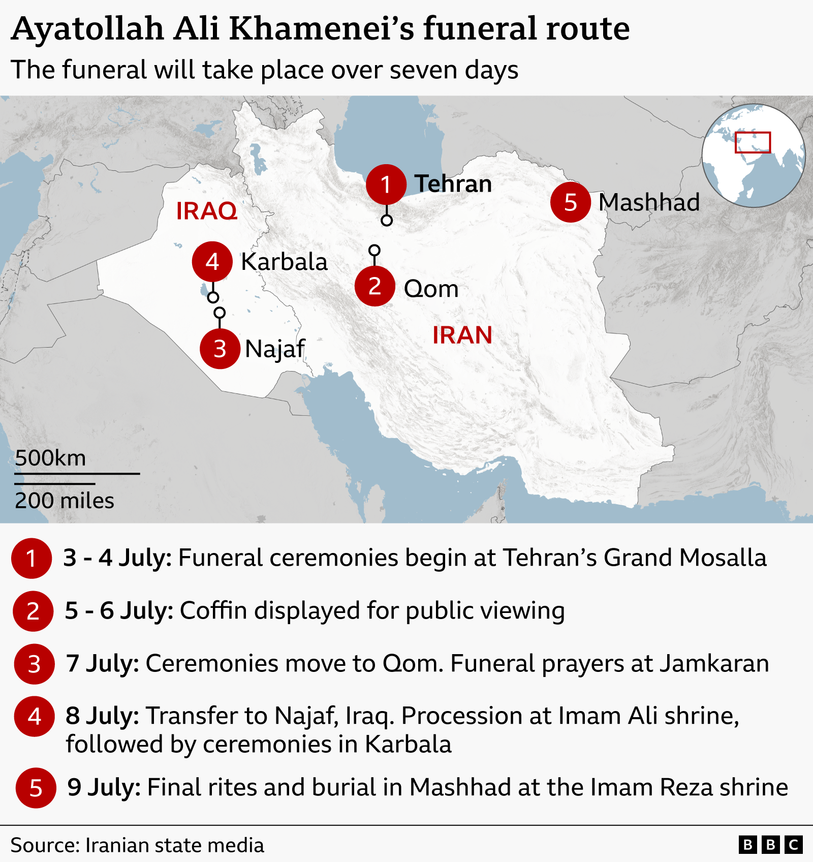 Large crowds gather in Tehran on first day of Ayatollah Khamenei’s funeral