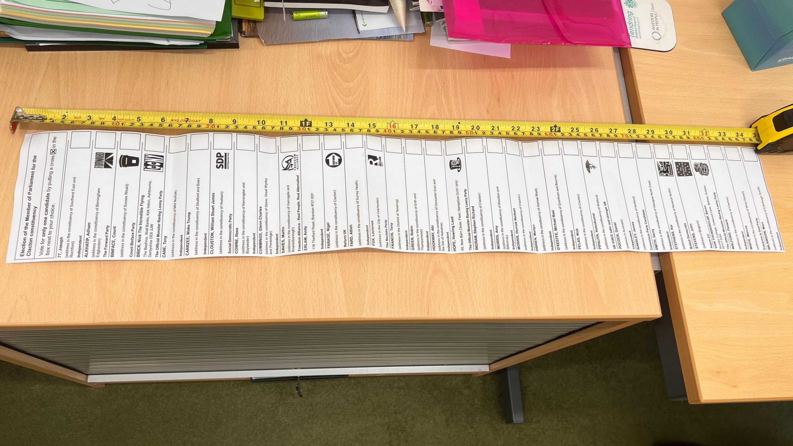 The longest ballot in British electoral history